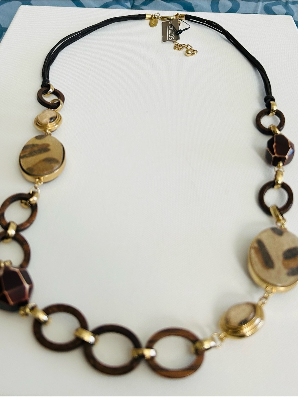 Chico’s Brown & Gold Statement Necklace NWT